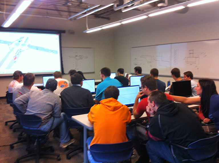 Students Working in the Traffic Simulation Lab